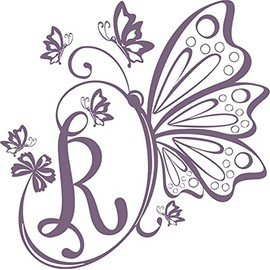SEC Apparel Butterfly Monogram. Size: 5", 6", 8", 10" and 12".Variety of Colors (R)