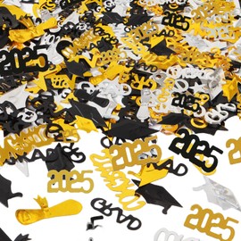 Graduation Confetti, 15g Graduation Decoration Prom, Black Gold & Silver Class of 2025 Party Decorations, Premium Paper Confetti for Prom, High School and College Celebrations, Event Decor