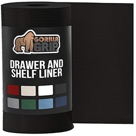 Gorilla Grip Non Adhesive, Waterproof, Durable Ribbed Drawer Liner, Easy to Trim, Reusable, Strong Grip Liners for Drawers, Kitchen Cabinets, Desk Storage, Shelf Organization, 12x10, Black Onyx