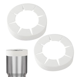 2pcs Coffee Silicone Ring, Reusable Silicone Sleeve for 30oz Tumbler Compatible with YETI RTIC BJPKPK Cold Drink Cup Accessory for Tumbler Mouth (White)