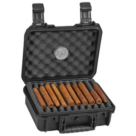 Lotus Travel Humidor VC-40 Holds 40 Cigars, Watertight & Airtight, Impact Resistant, Carry Handle, Air Pressure Release Valve, Foam Inserts