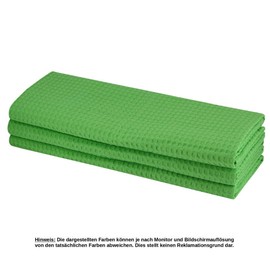 9 x Tea Towels 100% Cotton Waffle Pique in Light Green / Kitchen Towel / Cleaning Cloth