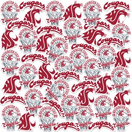 Washington State University Basketball Sports 50ct Vinyl Large Deluxe Stickers Variety Pack - Laptop, Water Bottle, Scrapbooking, Tablet, Skateboard, Indoor/Outdoor