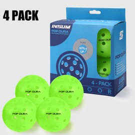 insum Durable 40 Holes Outdoor Pickleballs Balls, High Performance Pickleballs for Daily Training Tournament Play | ONE-Piece Rotational Molded Tech,4 & 12 Pack