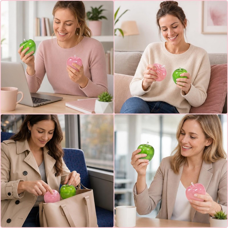 2 Pcs Pink Apple Squishy and Green Apple Squishy for