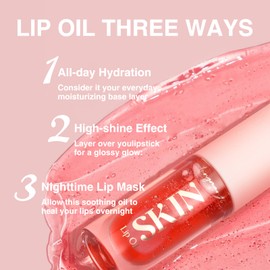 Jolilab Lipstick Primer Fruit Lip Oil,Hydrating Lip Glow Oil Plumping Glass Finish Moisturizing Lip Gloss Lip Tint Fruit Extract Lip Oil Tinted for Dry Lip and Lip Care(Strawberry Flavor)