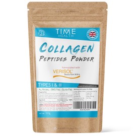 Time Health Collagen Peptides Powder - Grass Fed - Halal - Bovine - Types I & III - Clinically Studied Brand VERISOL? (300g Powder Pouch)