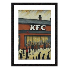 Greetingles Lowry-Style Framed Print. Beautiful Black Ash Frame. Various Designs (Lowry, A4 KFC)