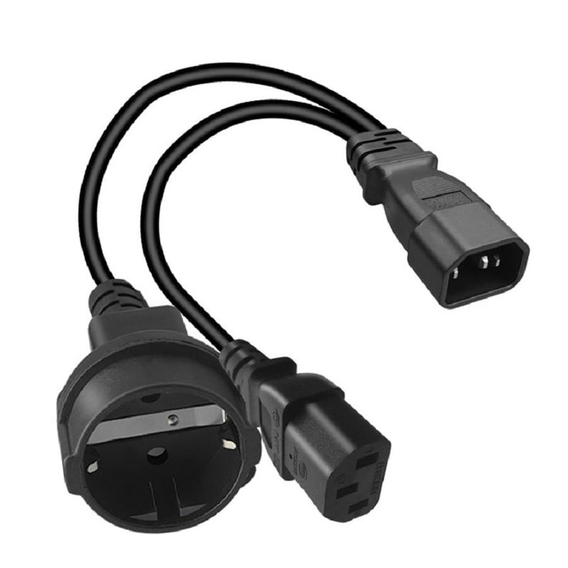 We Top C14 to C13+ Schuko CEE7 Y Splitter Power
