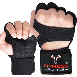 FITNESS FORCE Ventilated Gym Gloves for Men with Built-in Wrist Support for Workouts Weightlifting Gloves Workout Gloves for Women Exercise Fitness Gloves Perfect for Powerlifting, Cross Training