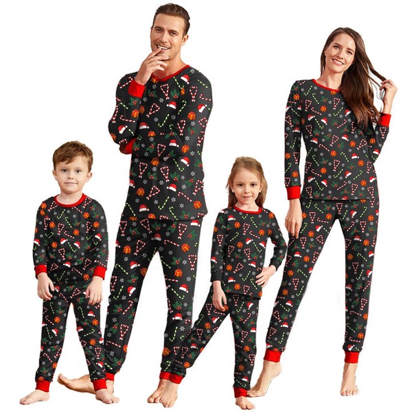 IFFEI Christmas Pajamas for Family Matching Set PJ's Candy Cane
