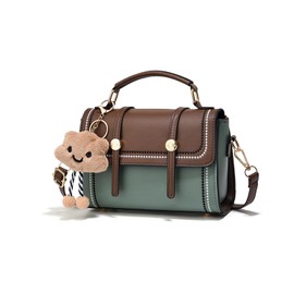 NICOLE & DORIS Cute Handbags for Women Crossbody Bag Small Top Handle Bag Girls Crossbody Bag Multicolour Shoulder Bags PU Leather Messenger Bags Satchel Bag Green Coffee