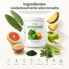 REDUFORM Fibra  Jugo Verde en Polvo  Suplemento Alimenticio con Nopal, Amaranto, Espirulina y Probiticos  Alto Contenido de Fibra  Sin Azcares...     