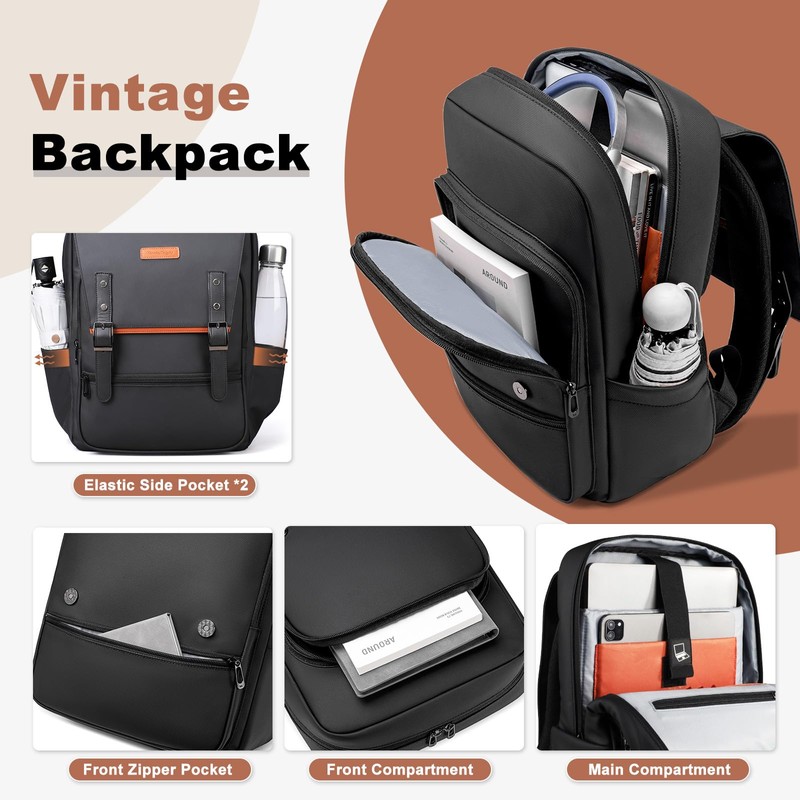 HEROIC KNIGHT Slim Laptop Backpack for Men & Women, Vintage