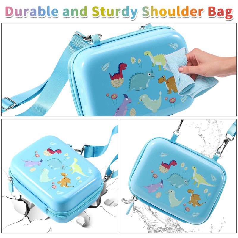 OFIKAL Kids Camera Case with Dinosaur Pattern, Shoulder Bag for