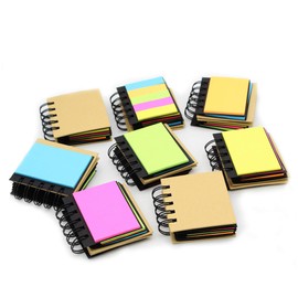 Tueascallk 8 Packs of Portable Combination Sticky Notes, Spiral Notebook Self-Adhesive Notes, 3.3" x 3.2" x 0.9", 250 Sheets/Pack