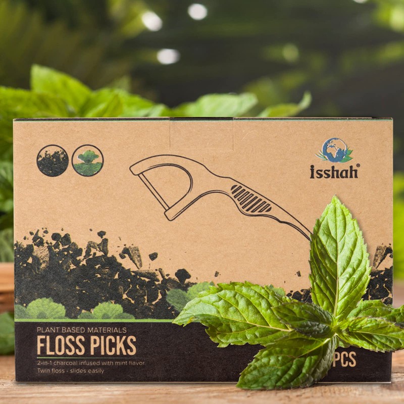 Natural Dental Floss Picks (100 Count) - Vegan, Eco Friendly,