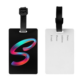 Initial Luggage Tags Suitcase Tags for Backpack, Colorful Letters Design Cruise Bag Tags, Small Novelty Baggage Identifiers ID Name Labels Travel Tag for Women Men Kids, Rainbow Letter S
