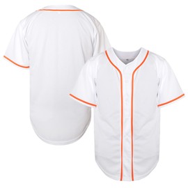 TKJPYWYH Blank Baseball Jersey Button Down Shirts,Men's Hip Hop Plain Short Sleeve Sports T Shirts S-3XL (#White,Large)