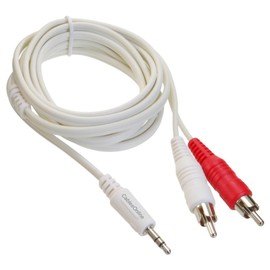 CablesOnline 6ft 3.5mm Stereo Male Plug to 2-RCA Male Audio Cable, White AV-006W