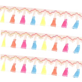 Lowats Tassel Trim Ribbon 5.7 Metres Handmade Tassel Fringe Trim Tassels Fringe Pom Pom Fringe Ribbon Fringe Trim with Tassels Pompom Trim Bobble Trim Fringe Ribbon Lace Ribbon