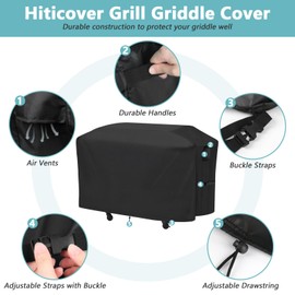 Hiticover Grill Cover for Nexgrill Daytona 720-1116 4-Burner Propane Gas Griddle, Waterproof Outdoor BBQ Griddle Cover for Daytona 720-1138 Pro 5 Burner NitroGuard Gas Grill
