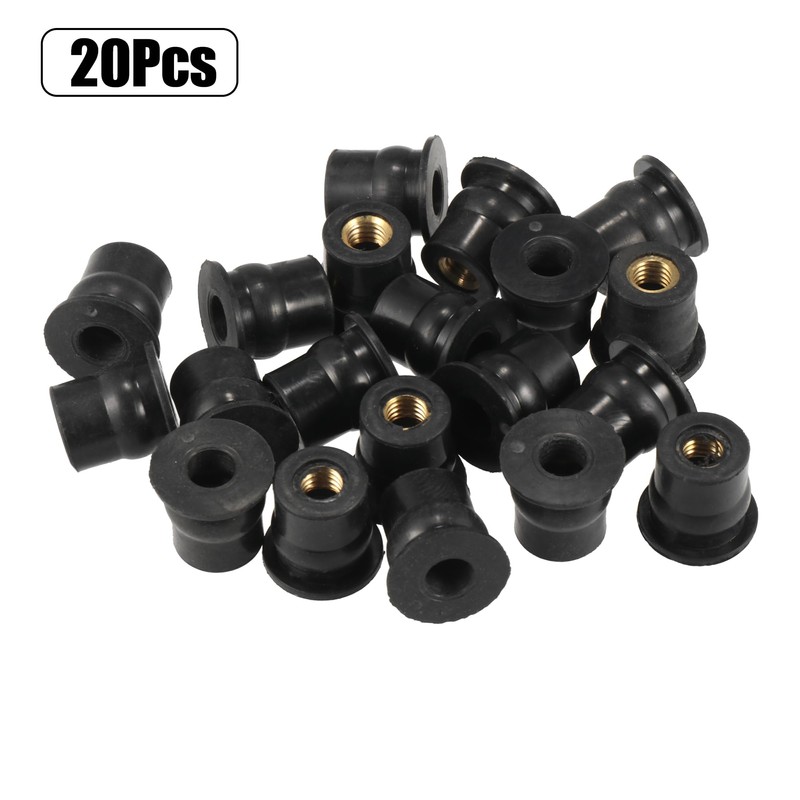 Motoforti Pack of 20 Motorcycle M6 Straight Rubber Windscreen Bolts