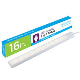 Enbrighten 16 Inch LED Premium Under Cabinet Light Fixture, Plug-In, Bright White 3000K, 384 Lumens, Plastic Housing, On/Off Switch, Perfect for Kitchen, Home Office, Garage, Workbench & more, 26535