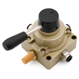 Baomain Rotary Lever Hand Valve HV-03 PT3/8 3 Position 4 Way Pneumatic Air Flow Control
