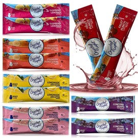 Crystal Light Pitcher Packets Drink Powder - 12 (2-quart) Sugar Free Drink Mix Variety Pack Includes Lemonade, Fruit Punch, Grape, Strawberry Orange Banana, Raspberry Lemonade & Pink Lemonade