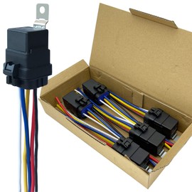 irhapsody 12V 40/30AMP Waterproof Relay Kit, 5-pin SPDT Automotive Relay, with Heavy-Duty Pigtail Wiring Harness