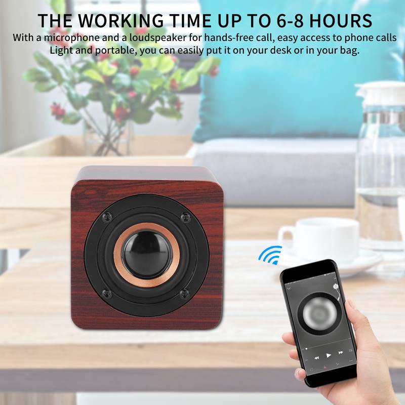 Bluetooth Mini Speaker Portable Wood Wireless Loudspeaker Sound System 3W