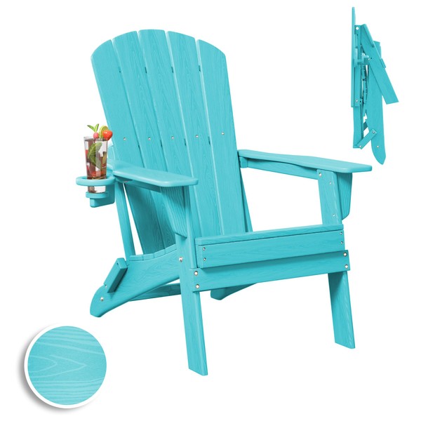 Plawdlik Plawdlik Folding Adirondack Chair, SGS Tested, Wooden Textured with