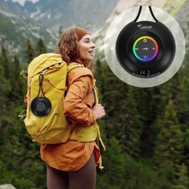 LEICKE DJ Roxxx Shower II Tragbarer Bluetooth Mini-Lautsprecher mit Handschlaufe, 5W LED-Licht & USB-C - Kraftvoller Sound für Dusche, Drinnen, Draußen, Wandern und Reisen