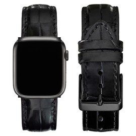 vinacreations Black Croc Exotic Leather Band Compatible for iWatch Bands 42mm 44mm 45mm 46mm 49mm Iwatch Men Replacement Strap Smartwatch Series 10 9 8 7 6 5 4 3 2 1 SE Handmade AW-01-DE-LL