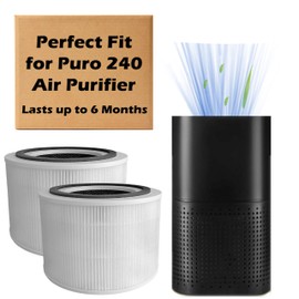 Puroair 240 Replacement Filter, 3-in-1 Grade True Hepa 14 Air Purifier Filter Activated with Carbon Filter, 2 Pack