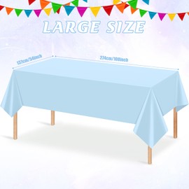 YIDAKO 12Pcs Light Blue Tablecloths,Disposable Plastic Tablecloth,Waterproof Baby Blue Rectangle Table Cover for Graduation Birthdays Weddings Anniversary Party Decorations,54 x 108 Inch