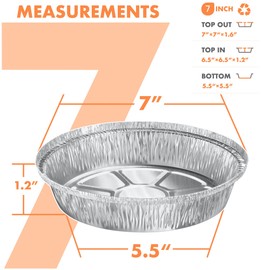 CURTA 50 Pack 7" Disposable Aluminum Foil Pans with Paper Lids | Great for Broiling, Baking, Storage, Roasting, Takeout, Air Fryer