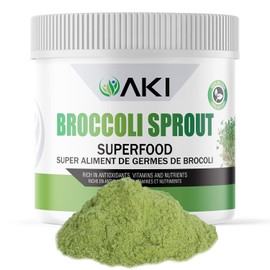 AKI Broccoli Sprout Powder - Ideal in Vitamins & Sulforaphane - Superfood for Green Veggie Smoothie Beverage or Meal - Non-GMO (5.29oz/150g)