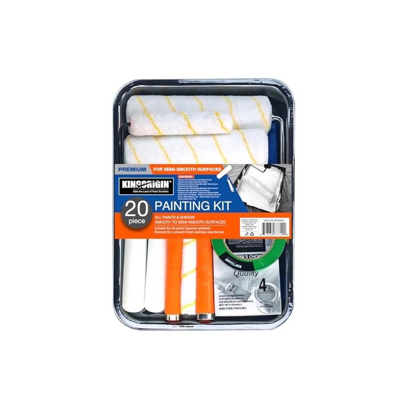 Kingorigin-Paint Tray Kit, 20 Pcs Roller Set, 9-inch Paint Roller,