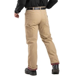 Berne Men's Washed Duck Flannel Lined Carpenter Pant, 38W X 30L, Timber Khaki