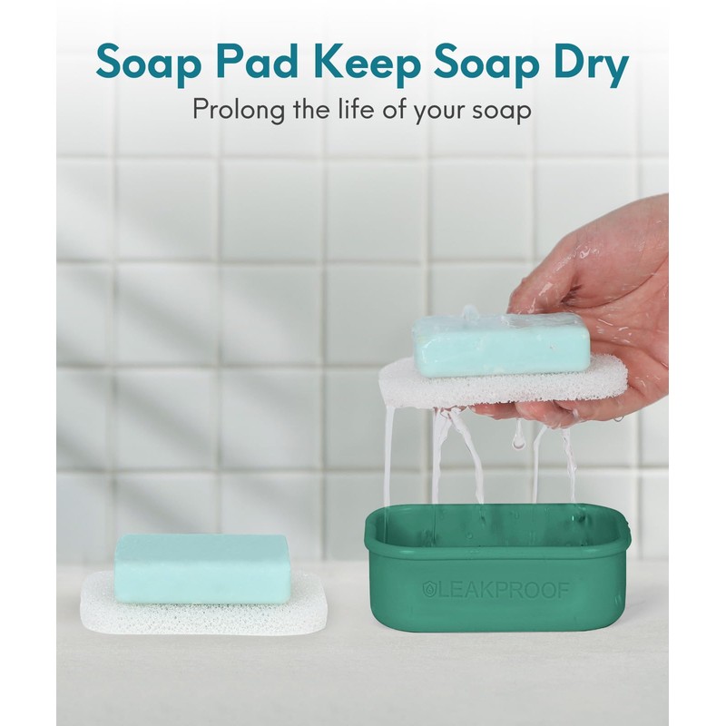 Quatish Compact Leakproof Travel Soap Case, Silicone Soap Box with