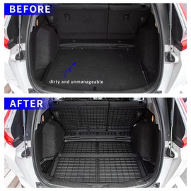 Rongtaod Cargo Mat Compatible with 2017-2022 Honda CRV Trunk Mat Cargo Liner Trunk Liner TPE All Weather Seat Back Cover Protector 2021 CR-V Accessories (Trunk Mats+Backrest Mats)