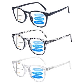 VIDEBLA Progressive Multifocus Reading Glasses Blue Light Blocking Women/Men,Computer Readers with Spring Hinge (3 Mix Color, 2.00)