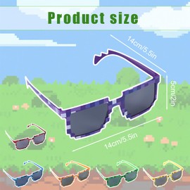 SAVITA 12pcs Pixel Sunglasses, Novelty Colorful Pixelated Glasses Funny Cool Boys Gamer Glasses for Kids and Adults for Birthday Party Favors Supplies, Gaming Events, Raves Party, Photo Props