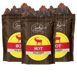 Jerky.com's Exotic Hot Elk Jerky - Wild Game Meat Snacks, Exotic Snacks, High-Protein, All-Natural, No Added Preservatives - Healthy Snacks for Adults - 1.75 oz. (Pack of 3)