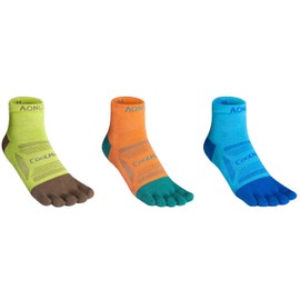 AONIJIE Five Toe Socks for running hiking High Performance Athletic Lightweight Breathable-Value 3 Packs (AU, Numeric, 8, 11, Regular, Regular, O # 3 Pairs -Quarter)