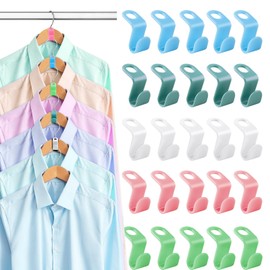 100 PCS Hanger Connector Hooks, Hangers Space Saving, Hanger Clips for Plastic Hangers(5 Color)