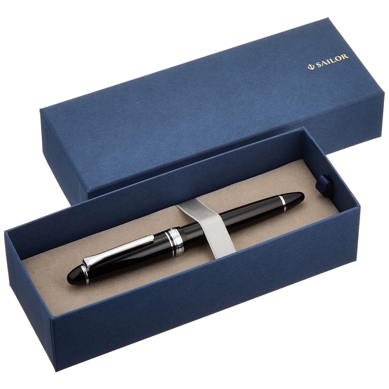 Sailor Fountain Pen, Profitlite Silver Trim, Black, Medium Point, 11-1039-320