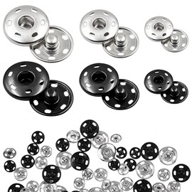 Leikedun Press Stud Fasteners Set, 60 Sets of Black Silver Metal Press Studs for Sewing Purse, Handbag, Clothes, Shoes, Sewing Repair, Craft DIY, 0.75 cm/0.85 cm/1.2 cm